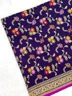 Purple Katan Silk Pure Handwoven Saree