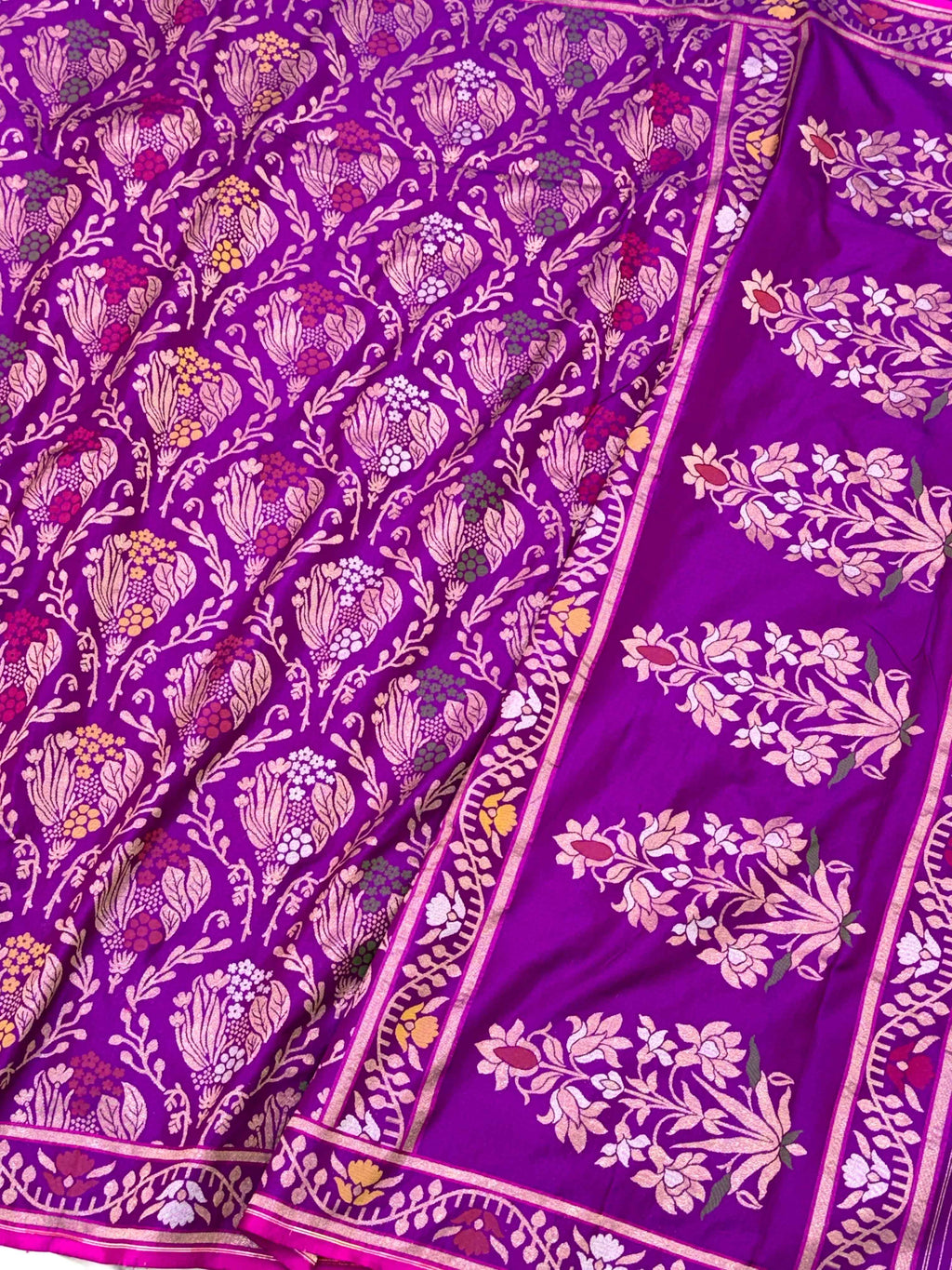 Navy Blue Pure Double Katan Silk Handloom Banarasi Saree |Ektara Weave|