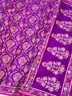 Navy Blue Pure Double Katan Silk Handloom Banarasi Saree |Ektara Weave|