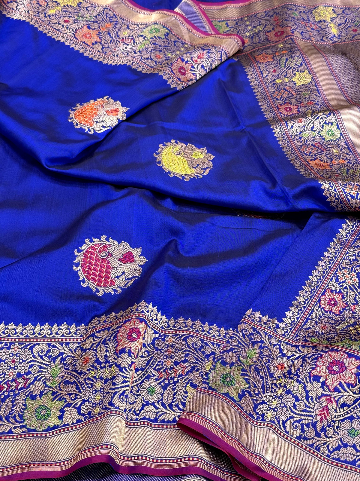 Royal Blue Pure Mulberry Katan Silk | Kadhwa Ektara Weave | Handwoven Banarasi Saree - Six Yards of Pure Elegance