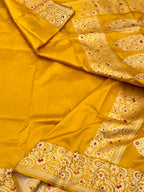 Yellow Pure Silk Handmade Banarasi Saree