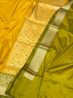 Mustard Yellow Katan Silk Pure Handwoven Saree