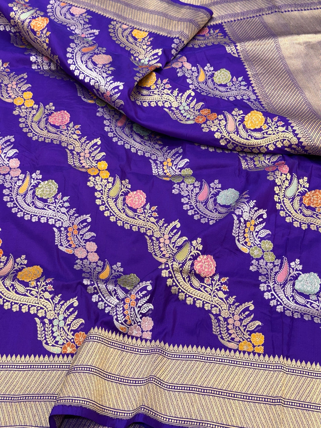 Purple Katan Silk Pure Handwoven Saree