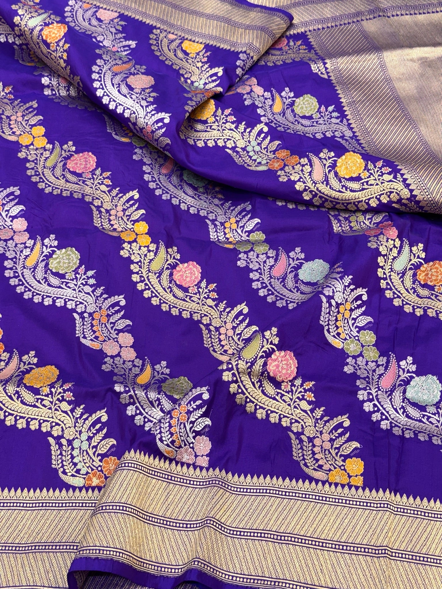Purple Katan Silk Pure Handwoven Saree