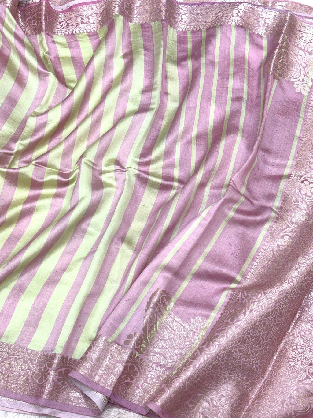 Powder Pink Pure Mulberry Chiniya Silk Lightweight Contemporary Saree