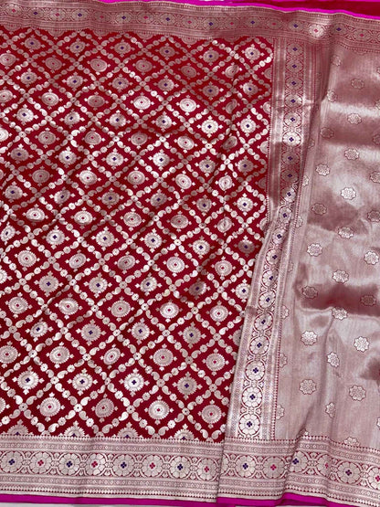 Red Banarasi Silk Saree | Handloom Pure Katan Silk & Pure Mulberry Silk Saree