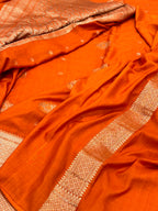 Orange Pure Katan Silk Banarasi Handwoven Saree