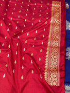 Reddish Orange Ektara Weave Pure Katan Silk Handwoven Banarasi Saree