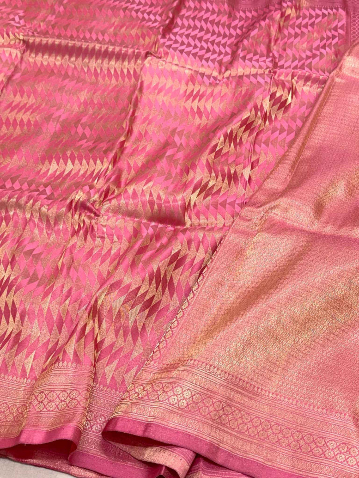 Electric Pink Pure Satin Silk Handwoven Soft Drape Banarasi Saree