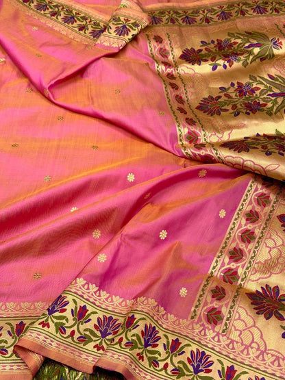Magenta Pink Pure Katan Silk Handwoven Banarasi Saree