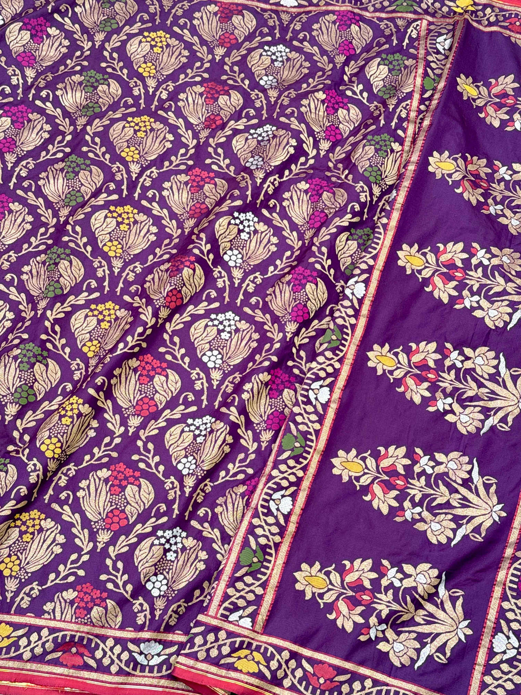 Purple Pure Double Katan Silk Handloom Banarasi Saree |Ektara Weave|