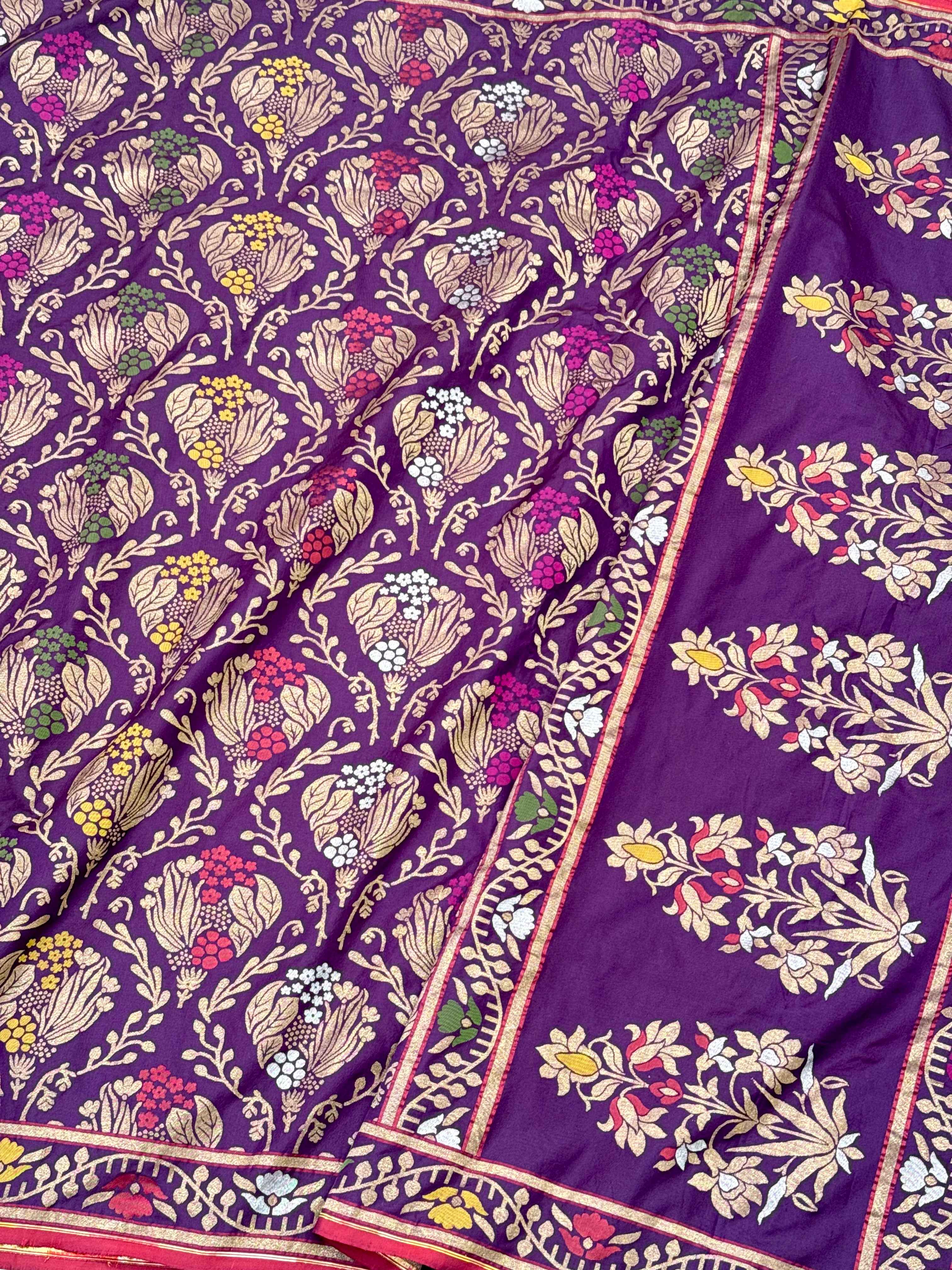 Purple Pure Double Katan Silk Handloom Banarasi Saree |Ektara Weave|