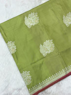 Pista Green Ektara Weave Pure Handwoven Banarasi Saree
