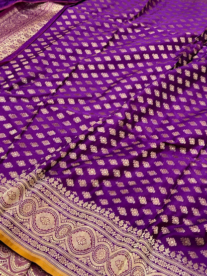 Purple Handloom Authentic Banarasi Saree - Pure Mulberry Katan Silk Banarasi Saree