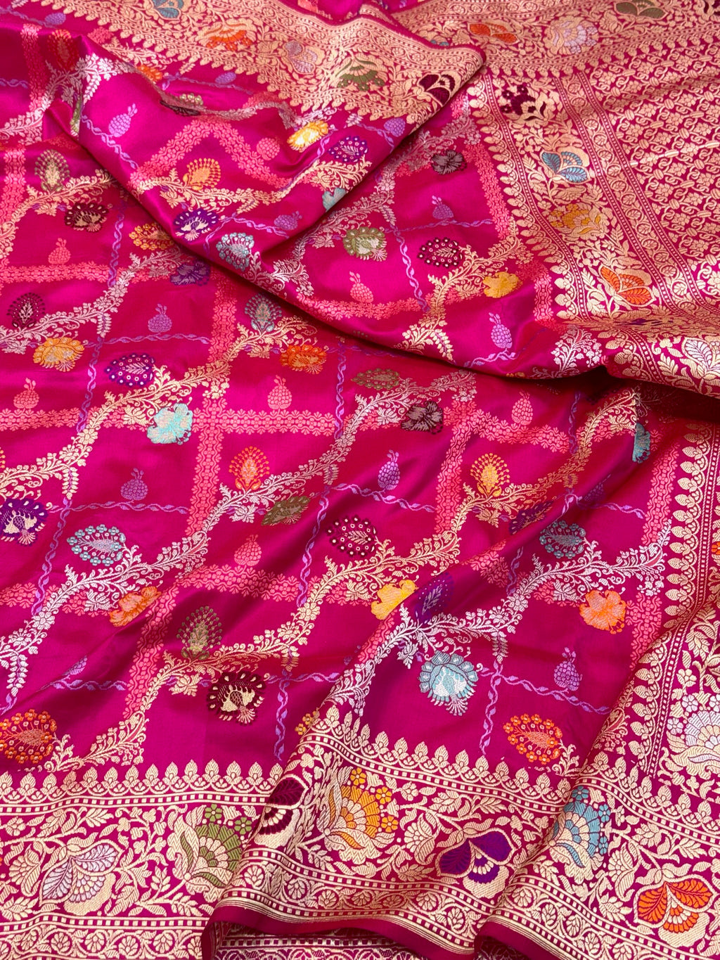 Pink Pure Katan Silk Handwoven Banarasi Saree