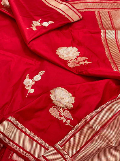 Rani Pink Pure Mulberry Katan Silk Banarasi Saree - Traditional Handwoven Kadhwa Weave