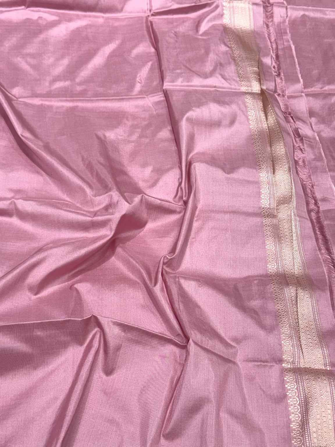 Mauve Pink Pure Mulberry Katan Silk Handwoven Banarasi Saree - Kadhwa Weave