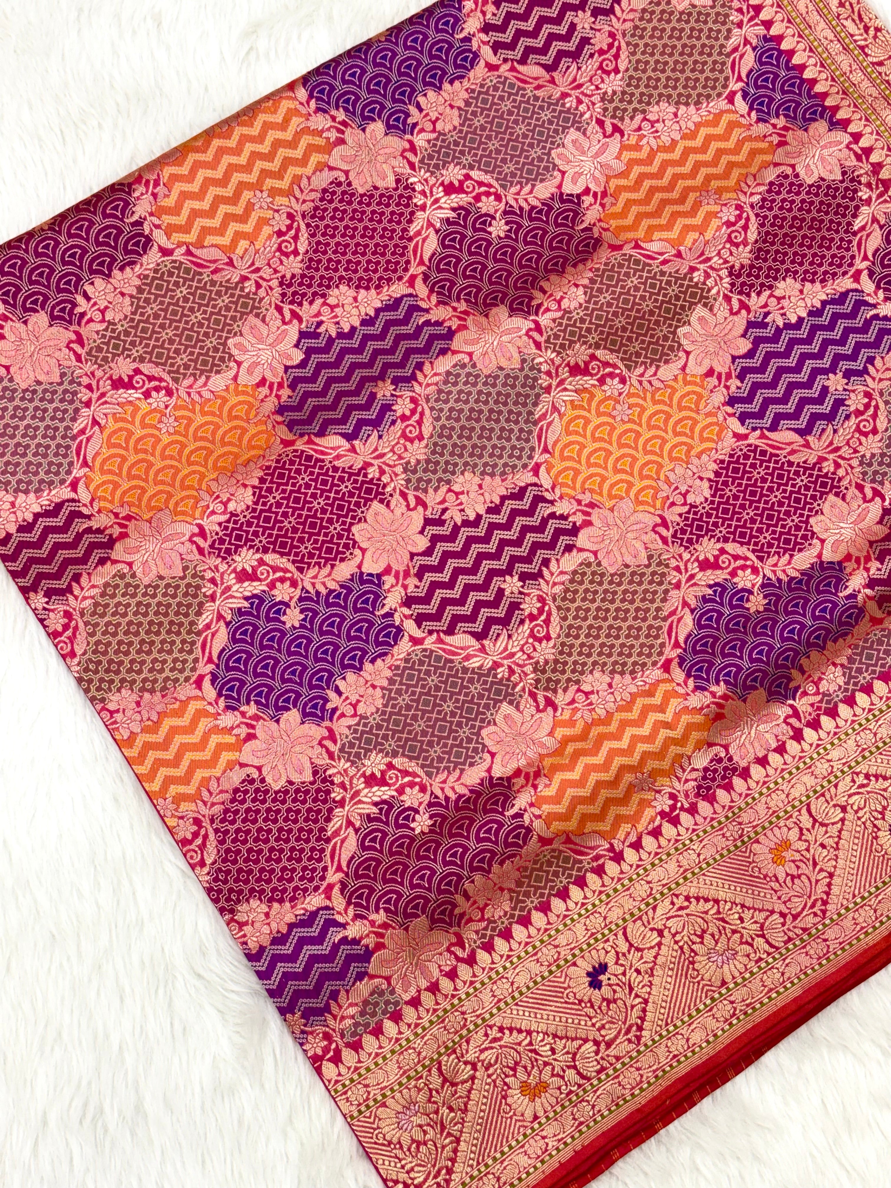 Pink Katan Silk Rangkaat Handwoven Banarasi Silk Saree