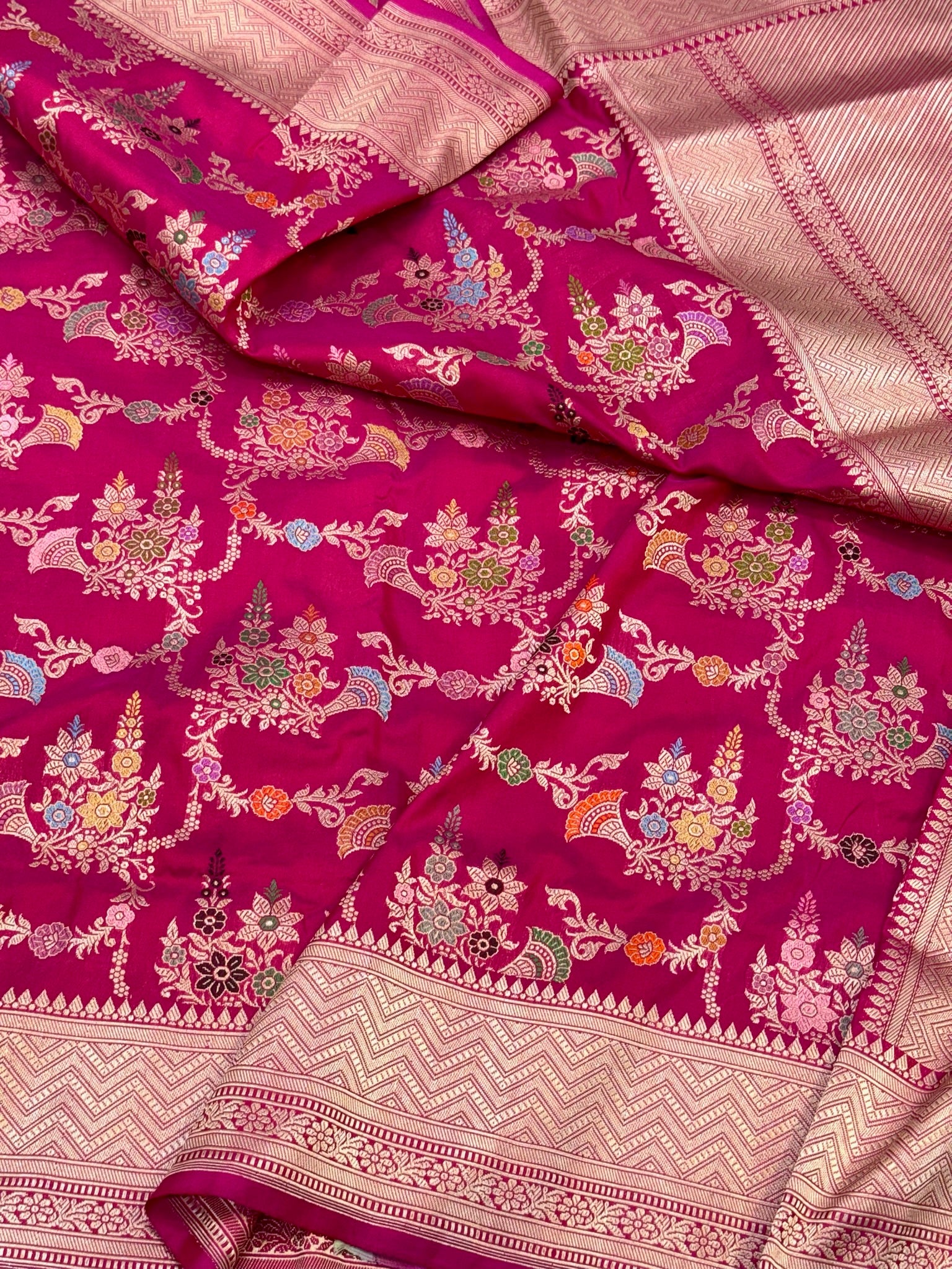 Pink Katan Silk Pure Handwoven Saree
