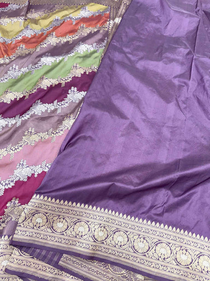 Pista Green Pure Silk Handwoven Rangkaat Banarasi Saree