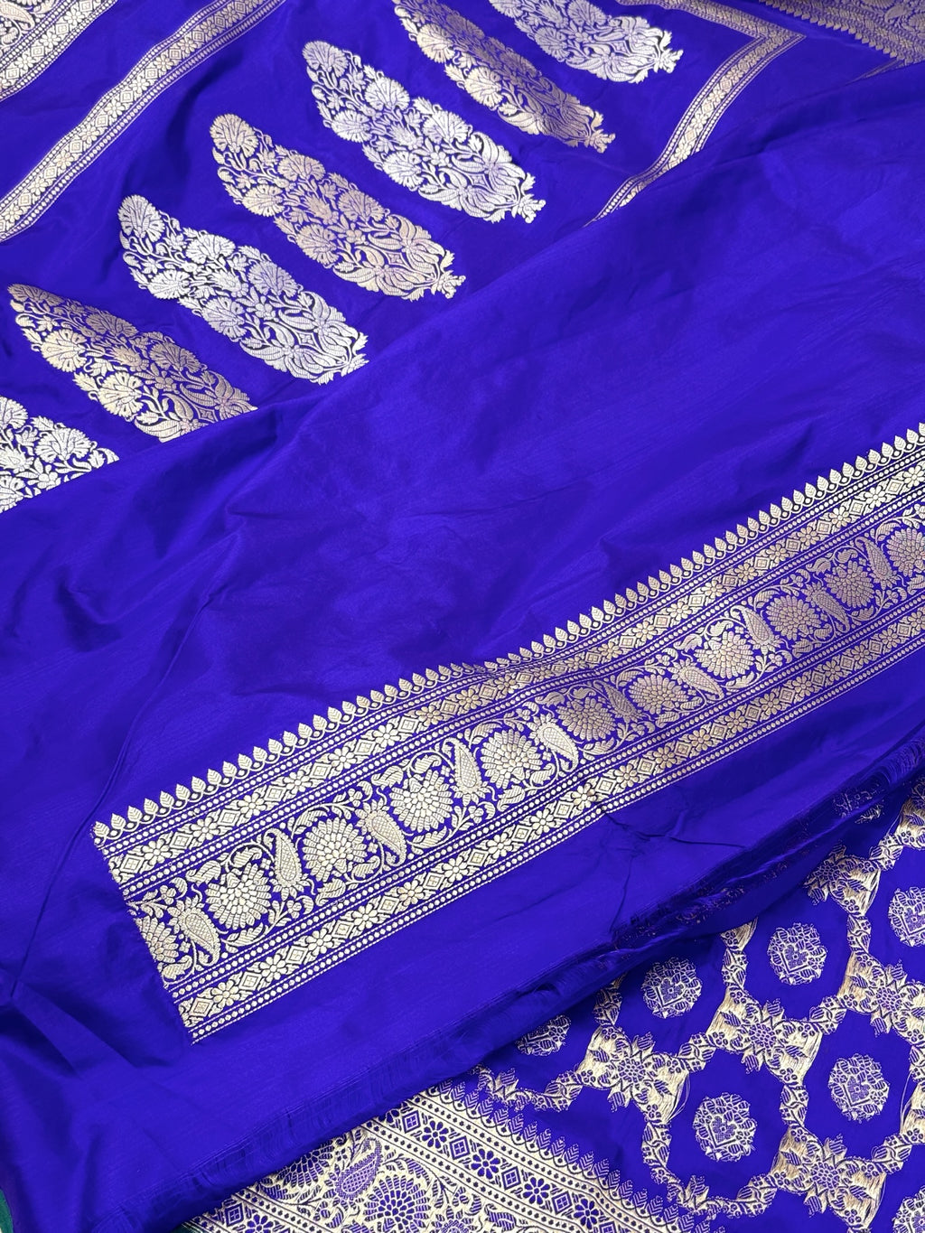 Blue Vintage Handwoven Pure Katan Silk Saree