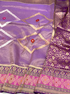 Purple Kora Tissue Pure Handwoven Saree