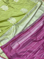 Pista Green Ektara Weave Pure Handwoven Banarasi Saree
