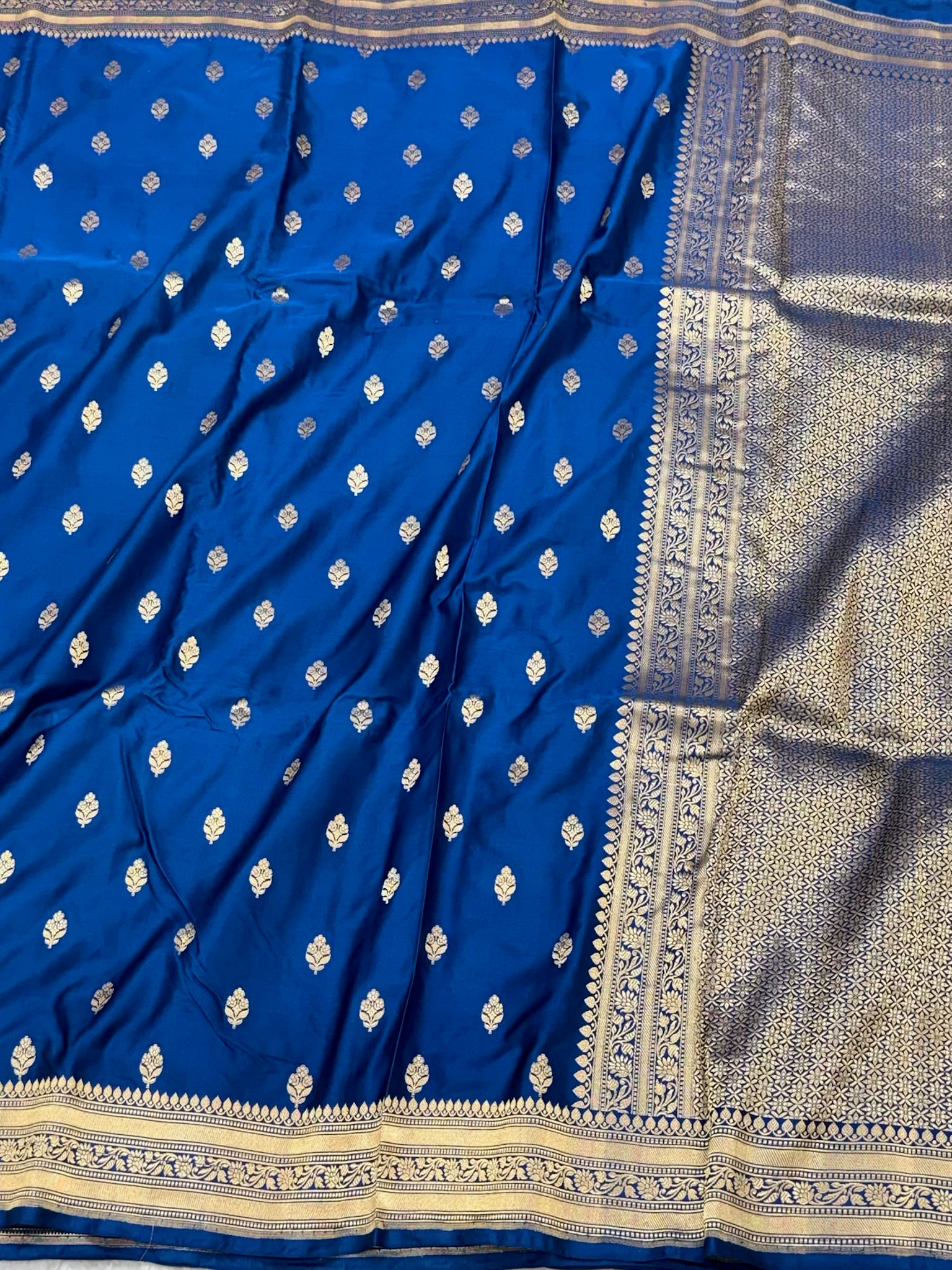 Blue Pure Mulberry Silk & Katan Silk Handloom Banarasi Saree