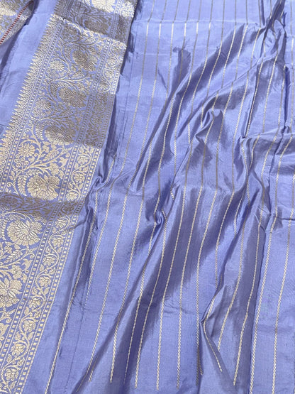 Lavender Pure Mulberry Double Katan Silk Handwoven Banarasi Saree | Kadhwa Weave |