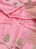 Pink Pure Raw Mango Silk Handwoven Saree