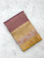 Pastel Pink Double Katan Tissue With Ektara Weave