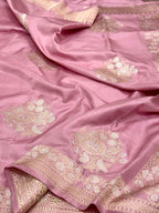 Pastel Pink Pure Katan Silk Handwoven Banarasi Saree | Contemporary Design | Skirt Pallu