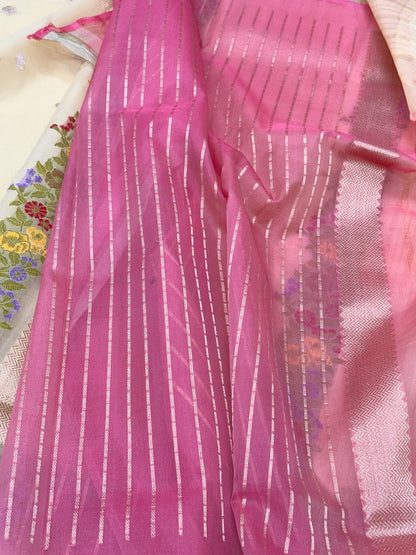 Light Lemon Yellow Pure Mulberry Kora Silk Handwoven | Kadhwa Technique | Banarasi Saree - The Luxe Drape