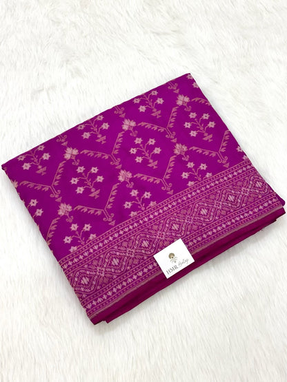 Magenta Purple Pure Katan Silk Handwoven Banarasi Saree |Ektara Weave|