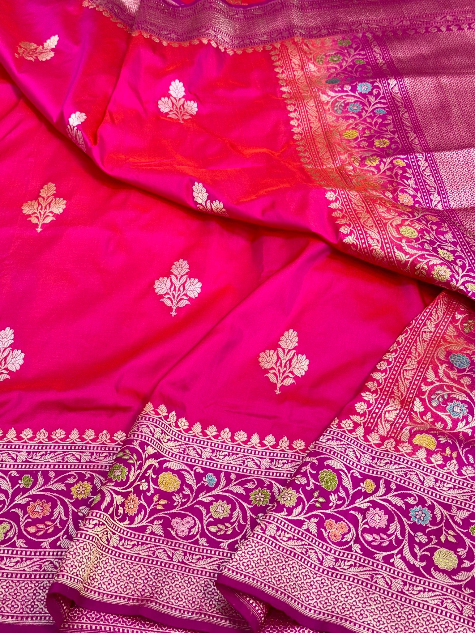 Pink Pure Katan Silk Handwoven Saree