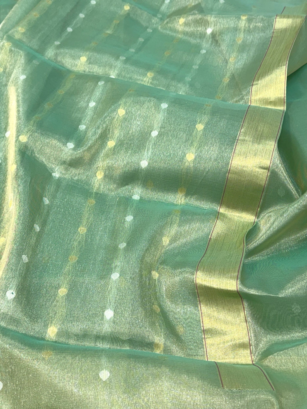 Aqua Green Pure Kora Tissue Ektara Handwoven Banarasi Silk Saree
