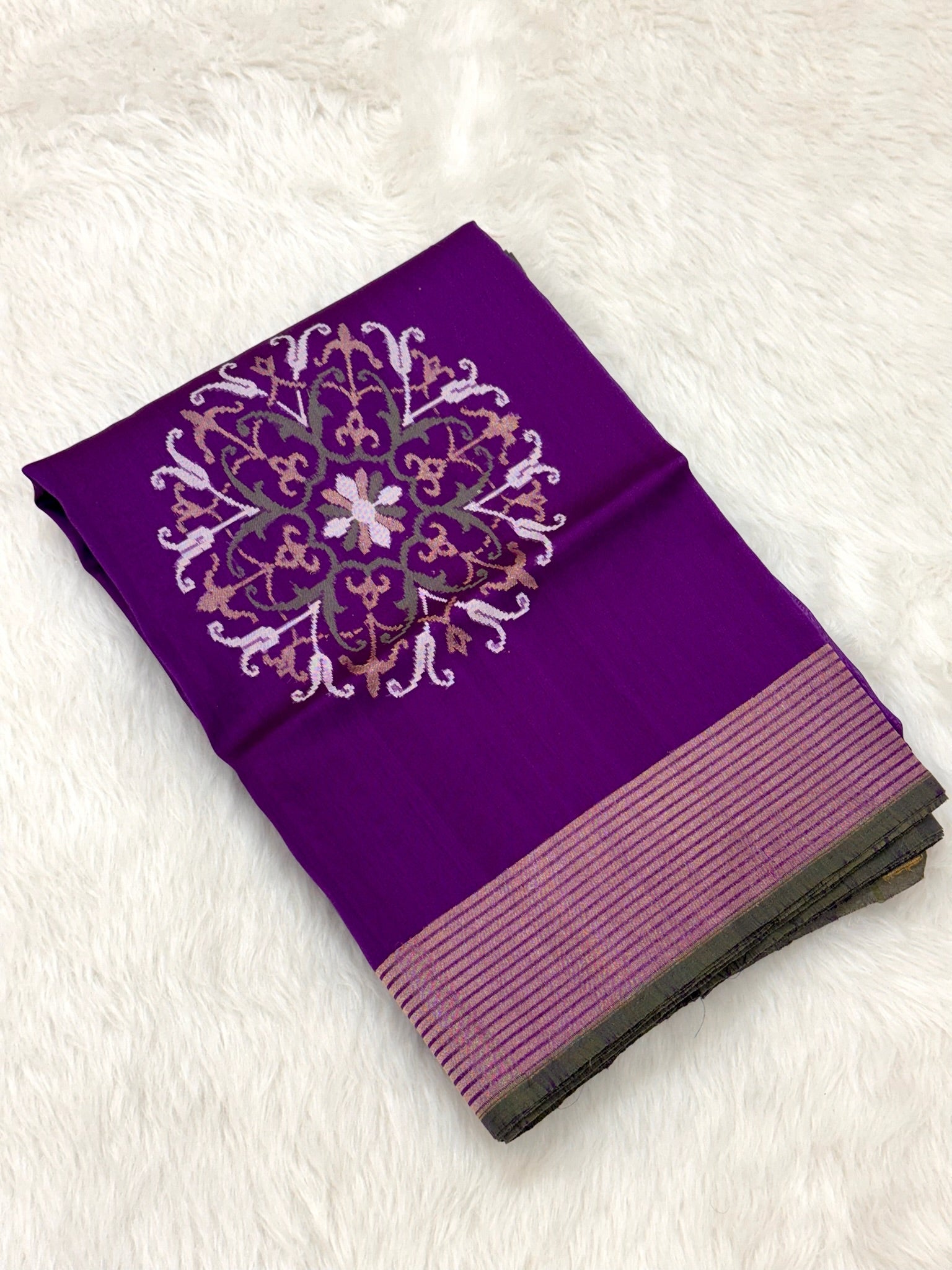 Purple Pure Kora Organza Silk Handwoven Banarasi Saree