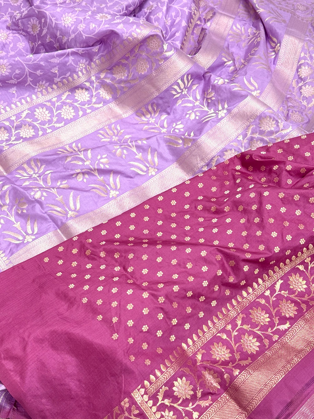 Lavender Ektara Weave Pure Katan Silk Handwoven Saree