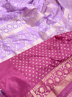 Lavender Ektara Weave Pure Katan Silk Handwoven Saree