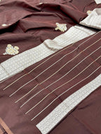 Brown Katan Silk Pure Handwoven Banarasi Saree