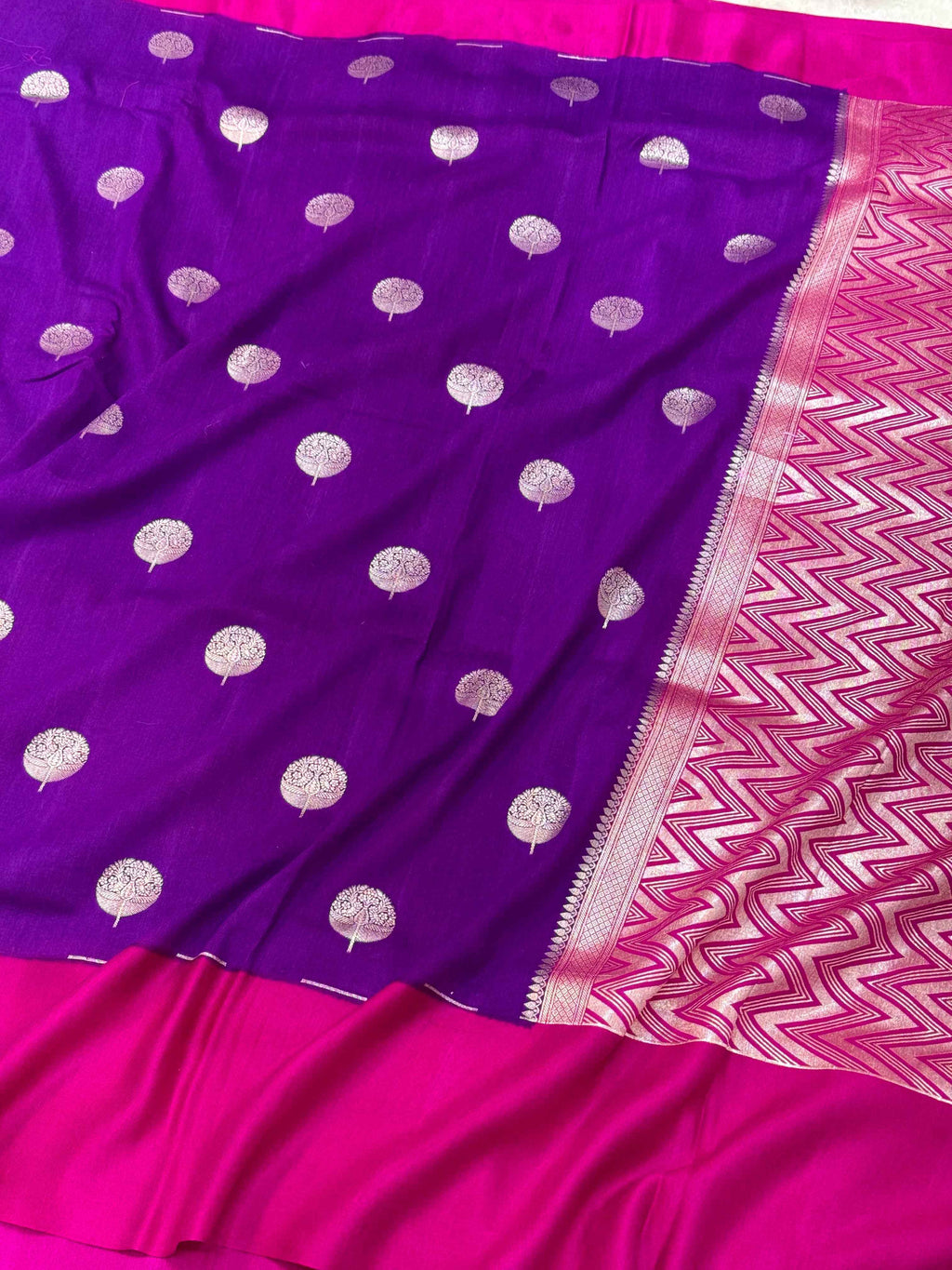 Orange Pure Mulberry Muga And Satin Silk Banarasi Saree - Soft Drape