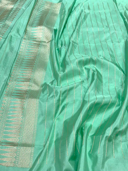 Baby Pink Pure Mulberry Double Katan Silk Handwoven Banarasi Saree - Authentic Banarasi Saree