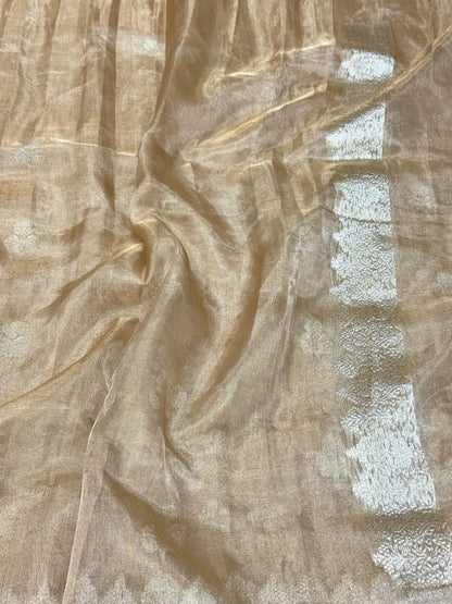 Molten Gold Pure Ektara Tissue Silk Saree | Kadhwa Technique | Handwoven Banarasi Silk Saree