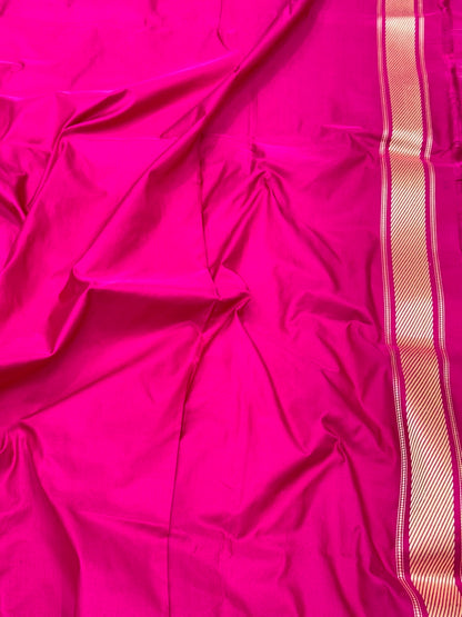 Rani Pink Pure Mulberry Katan Silk Banarasi Saree - Traditional Handwoven Kadhwa Weave