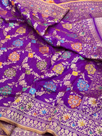 Purple Katan Silk Pure Handwoven Saree