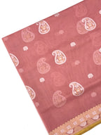 Pink Kora Silk Pure Handwoven Saree