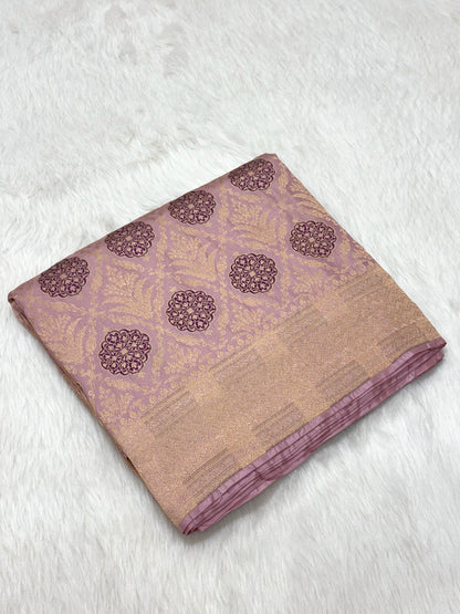 Mauve Pink Pure Katan Silk Handloom Banarasi Saree |Brocade|
