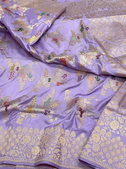Mauve Pure Mulberry Katan Silk | Kadhwa Weave | Handwoven Banarasi Saree