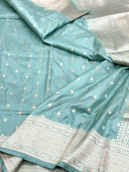 Green Pure Mulberry Katan Silk Handloom Banarasi Saree