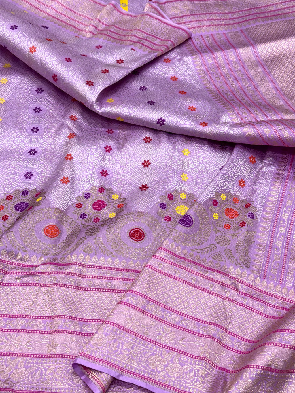 Lavender Katan Silk Handwoven Banarasi Brocade Saree